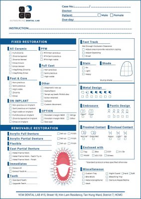 VCM’S RX FORM | VCM Dental Lab